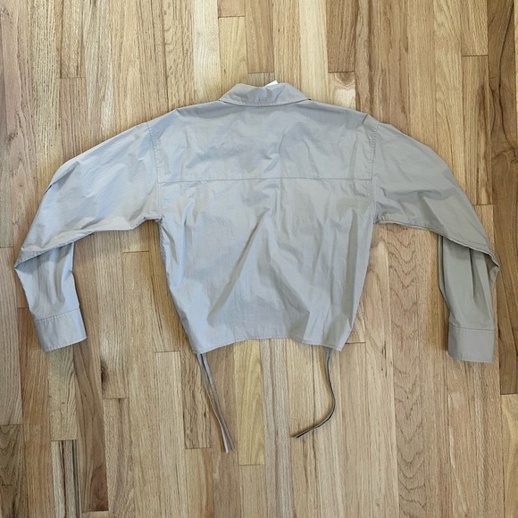 L’ACADEMIE lena blouse khaki revolve ruched cropped cotton button up NWT size S - Picture 11 of 11